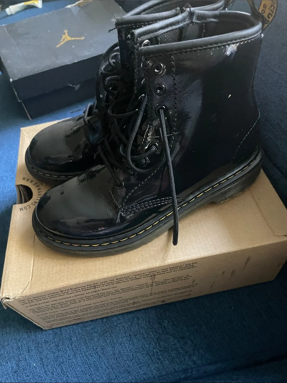 Dr. Martens Black Patent 8-Eye Youth Lace-Up Boots
